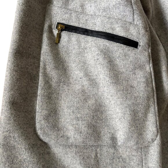 Zara Gray Wool Coat ASO Pippa Middleton L Full Zip Midi Stand Collar Grey Gray - Picture 6 of 11